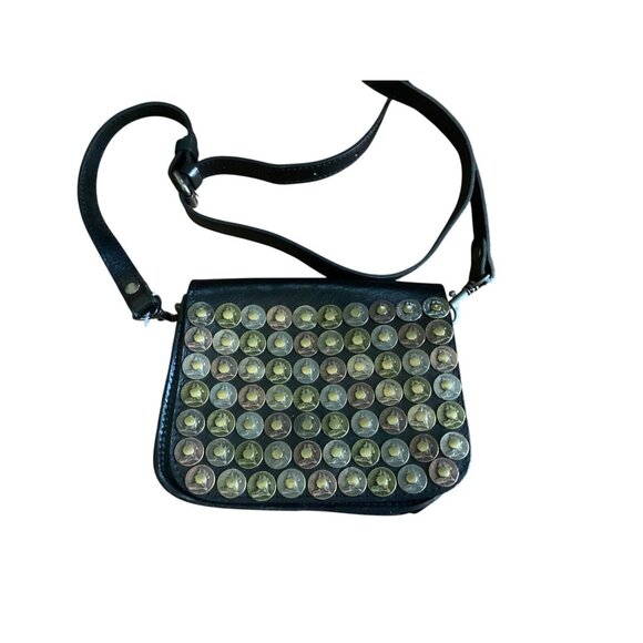Patricia Nash Handbags - Patricia Nash Rivoli Black Coin Italian Leather Crossbody Adj Strap Purse